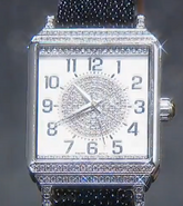 Rarities Stainless Steel 2.97ctw White Zircon & Black Spinel Stingray Leather Strap Watch